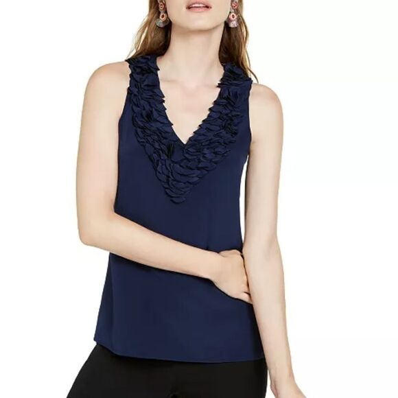 Trina Turk Ruffle-Neck Tank Top - Picture 1 of 11